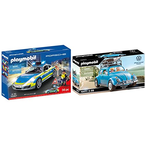 PLAYMOBIL City Action 70067 Porsche 911 Carrera 4S Polizei, ab 4 Jahren & 70177 Volkswagen Käfer, ab 5 Jahren von PLAYMOBIL