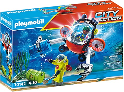 PLAYMOBIL City Action 70142 Environmental Expedition with Dive Boat, Diving Robot can Swim and Dive, Toy for Children Ages 4+ von PLAYMOBIL