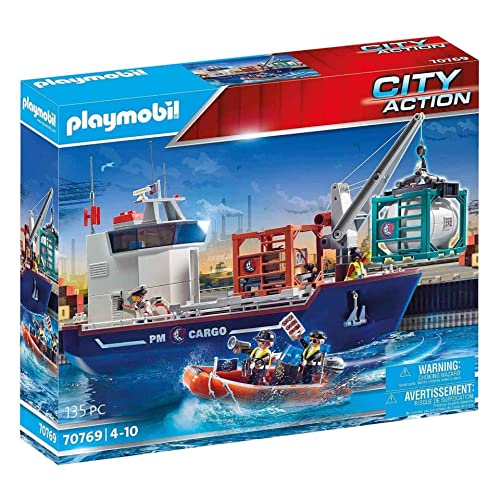 PLAYMOBIL City Action 70769 Großes Containerschiff mit Zollboot, Schwimmfähig, Ab 4 Jahren PLAYMOBIL City Action 70769 Großes Containerschiff mit Zollboot, Schwimmfähig, Ab 4 Jahren von PLAYMOBIL