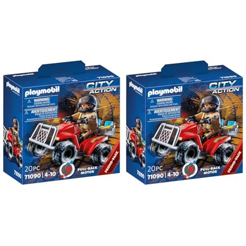 PLAYMOBIL City Action 71090 Feuerwehr-Speed Quad mit Rückzugsmotor, Spielzeug für Kinder ab 4 Jahren (Packung mit 2) von PLAYMOBIL