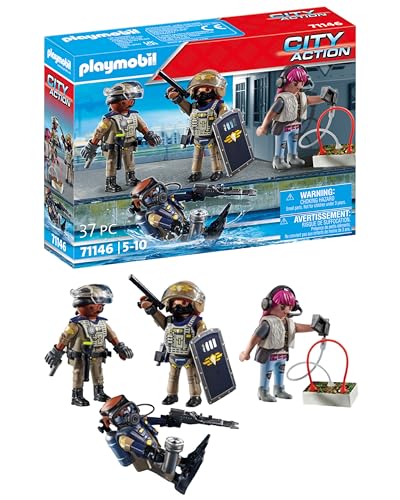 PLAYMOBIL City Action 71146 SWAT-Figurenset, SEK-Taucherin, SEK-Task Force, SEK-Manager und eine Schurkin, Spielzeug für Kinder ab 5 Jahren von PLAYMOBIL