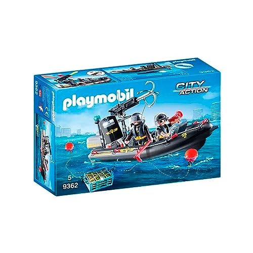 PLAYMOBIL City Action 9362 SEK-Schlauchboot, Schwimmfähig, Ab 5 Jahren von PLAYMOBIL