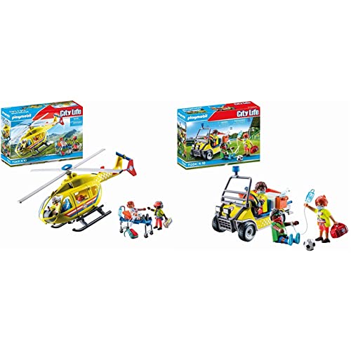 PLAYMOBIL City Life 71203 Rettungshelikopter, Spielzeug für Kinder ab 4 Jahren & City Life 71204 Rettungscaddy, Spielzeug für Kinder ab 4 Jahren von PLAYMOBIL