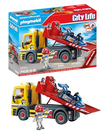 PLAYMOBIL City Life 71429 RC-Fahrzeuge Abschleppdienst, vielseitiger Abschleppwagen mit automatischem Blinklicht und Go-Kart, für spannende Rettungsmissionen, Spielzeug für Kinder ab 4 Jahren von PLAYMOBIL