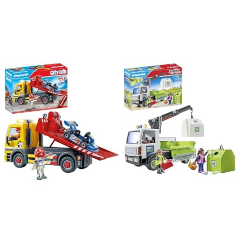 PLAYMOBIL City Life 71429 RC-Fahrzeuge Abschleppdienst & City Action 71431 Altglas-LKW mit Container von PLAYMOBIL