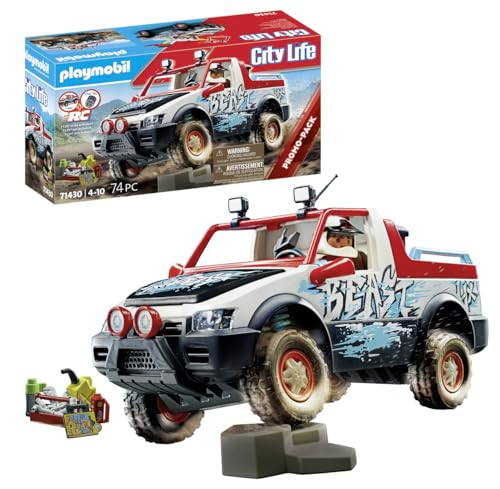 PLAYMOBIL City Life 71430 RC-Fahrzeuge Rally-Car, Offroad-Pickup für aufregende Abenteuer, mit beweglicher Achse und ausziehbarer Auffahrrampe, Spielzeug für Kinder ab 4 Jahren von PLAYMOBIL