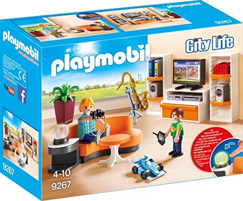 PLAYMOBIL City Life 9267 Wohnzimmer, Mit Lichteffekten, Ab 4 Jahren von PLAYMOBIL