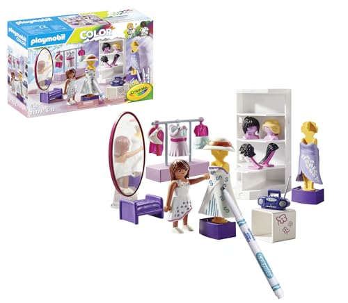 PLAYMOBIL Color 71373 Fashion Design Set, Design für Verschiedene Kleidungsstile, mit wasserlöslichen Stiften, Schwamm und zahlreichem Zubehör, künstlerisches Spielzeug für Kinder ab 5 Jahren von PLAYMOBIL