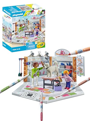 PLAYMOBIL Color 71514 Hundesalon, fantasievolles Styling beim Hundefriseur, mit wasserlöslichen Stiften, Schwamm und zahlreichem Zubehör, kreatives Spielzeug für Kinder ab 6 Jahren von PLAYMOBIL