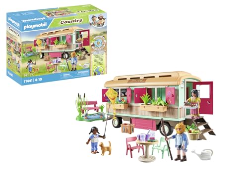 PLAYMOBIL Country 71441 Gemütliches Bauwagencafé, spielerisches Lernen mit liebevoll gestaltetem Bauwagen, detailreicher Austattung und einem Gänseteich, nachhaltiges Spielzeug für Kinder ab 4 Jahren von PLAYMOBIL