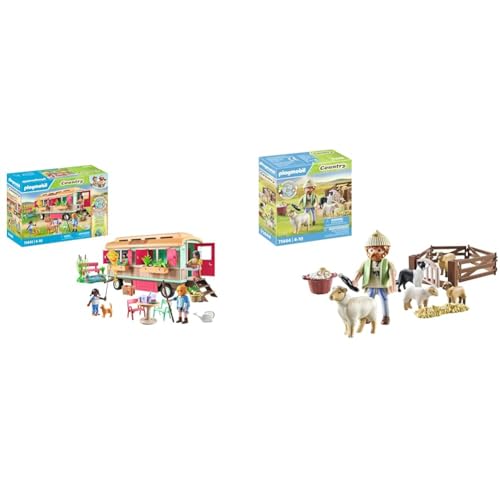 PLAYMOBIL Country 71441 Gemütliches Bauwagencafé, spielerisches Lernen & Country 71444 Junger Schäfer mit Schafen von PLAYMOBIL