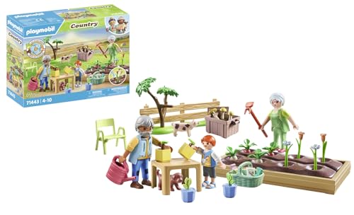 PLAYMOBIL Country 71443 Idyllischer Gemüsegarten bei den Großeltern, inklusive Blumenbeet, Gießkanne und Gartenwerkzeug, nachhaltiges Spielzeug für Kinder ab 4 Jahren von PLAYMOBIL