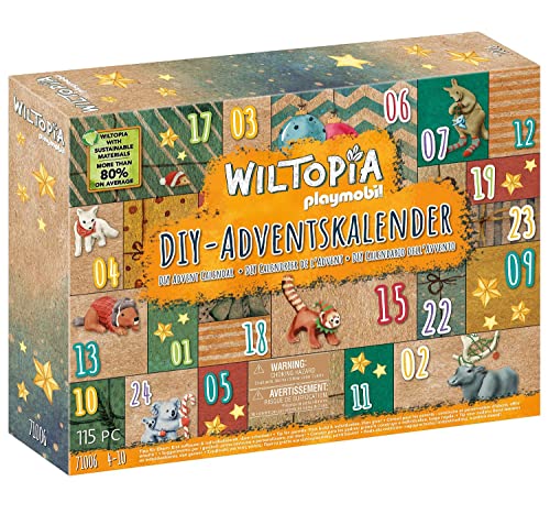 PLAYMOBIL Wiltopia 71006 DIY Do-it-Yourself Adventskalender Tierische Weltreise 2022 mit 24 Überraschungen für individuelle Gestaltung und Selbstbefüllung, 118-teilig, für Kinder ab 4 Jahren von PLAYMOBIL