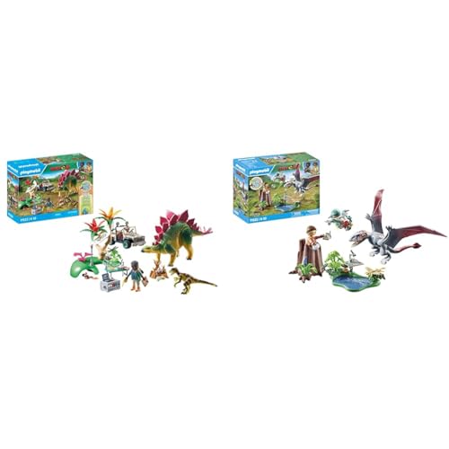 PLAYMOBIL Dinos 71523 Forschungscamp mit Dinos & Dinos 71525 Beobachtungsstation für Dimorphodon von PLAYMOBIL