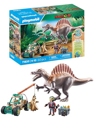 PLAYMOBIL | Dinos | Spinosaurus-Angriff auf Dino-Ausgrabung | Dinosaurier Spielset | Actionspielzeug | Abenteuer Spielzeug für Kinder ab 4 Jahren | 71820 von PLAYMOBIL