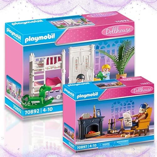 PLAYMOBIL Dollhouse Kaminzimmer 70892 Kinderzimmer - Gemütliche Atmosphäre für kreativen Rollenspielspaß! von PLAYMOBIL