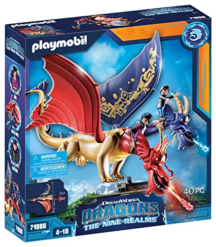 PLAYMOBIL DreamWorks Dragons 71080 Dragons: The Nine Realms - Wu & Wei mit Jun, Dragons-Figuren und Spielzeug-Drache mit Schussfunktion, für Kinder ab 4 Jahren von PLAYMOBIL