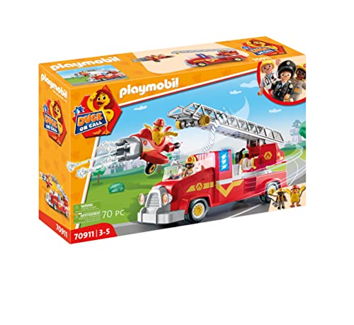 PLAYMOBIL Duck ON Call 70911 Feuerwehr Truck mit Hubschrauber, Licht und Sound, Spielzeug für Kinder ab 3 Jahren von PLAYMOBIL