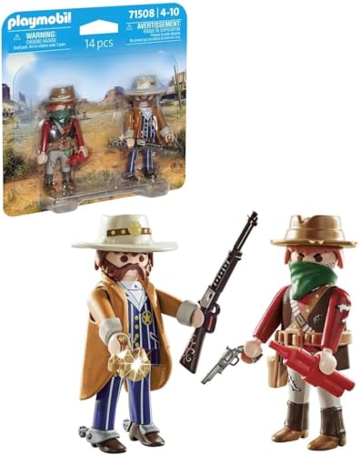 PLAYMOBIL DuoPack 71508 Western mit Sheriff und Bandit mit Revolvern, Gold und Dynamit, ab 4 Jahren von PLAYMOBIL