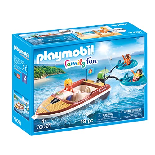 PLAYMOBIL Family Fun 70091 Sportboot mit Fun-Reifen, Ab 4 Jahren von PLAYMOBIL