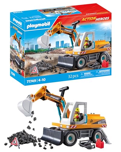 PLAYMOBIL | Großer Bagger | Baustellen Spielzeug Kind | Bagger Spielset | Spielzeug für Kinder ab 4 Jahren | 71749 von PLAYMOBIL