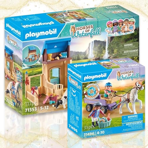 PLAYMOBIL Horses of Waterfall 71353 Amelia & Whisper mit Pferdebox 71496 - Horses of Waterfall - Ponykutsche von PLAYMOBIL