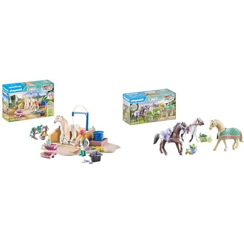 PLAYMOBIL Horses of Waterfall 71354 Isabella & Lioness mit Waschplatz & Horses of Waterfall 71356 3 Pferde: Morgan von PLAYMOBIL