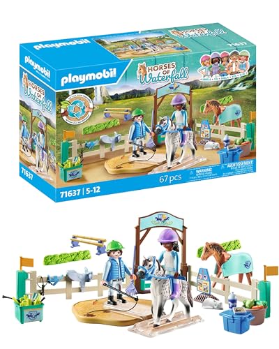 PLAYMOBIL Horses of Waterfall 71637 Moderne Reitschule, inklusive beweglicher Longierplatte, Pferd und umfangreichem Reitzubehör, nachhaltiges Spielzeug für Kinder ab 5 Jahren von PLAYMOBIL