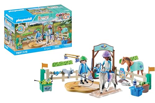 PLAYMOBIL Horses of Waterfall 71637 Moderne Reitschule, inklusive beweglicher Longierplatte, Pferd und umfangreichem Reitzubehör, nachhaltiges Spielzeug für Kinder ab 5 Jahren von PLAYMOBIL