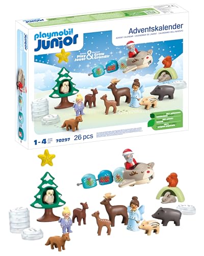 PLAYMOBIL JUNIOR | nachhaltiger Adventskalender für Kinder ab 1 Jahr |Schneeweihnacht |aus pflanzenbasierten Kunststoffen für sicheres Spielen | 70297 von PLAYMOBIL