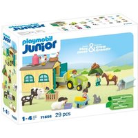 PLAYMOBIL JUNIOR 71656 - Bauernhof-Abenteuer mit Traktor, Anhänger und tierischen Freunden von PLAYMOBIL