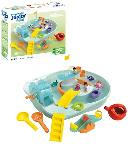 PLAYMOBIL JUNIOR Aqua 71654 Wasserbahn mit Wasserspielplatz und Lerneffekten, inklusive niedlicher Fische, nachhaltiges Spielzeug aus pflanzenbasierten Kunststoffen, für Kinder ab 1 Jahr von PLAYMOBIL