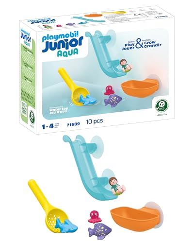 PLAYMOBIL JUNIOR Aqua 71689 Fangspaß mit Meerestierchen, inklusive Baby-Hai, Fisch und Baby-Krake, nachhaltiges Spielzeug aus pflanzenbasierten Kunststoffen, für Kinder ab 1 Jahr von PLAYMOBIL