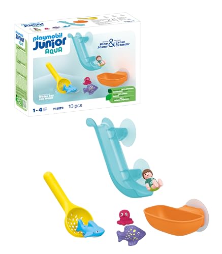 PLAYMOBIL JUNIOR Aqua 71689 Fangspaß mit Meerestierchen, inklusive Baby-Hai, Fisch und Baby-Krake, nachhaltiges Spielzeug aus pflanzenbasierten Kunststoffen, für Kinder ab 1 Jahr von PLAYMOBIL