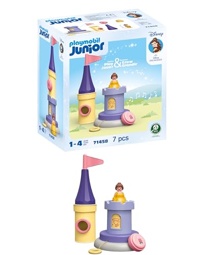 PLAYMOBIL JUNIOR & Disney 71458 Belles Spielturm mit Melodie, inklusive mechanischer Spieluhr, nachhaltiges Spielzeug aus pflanzenbasierten Kunststoffen, für Kinder ab 1 Jahr von PLAYMOBIL