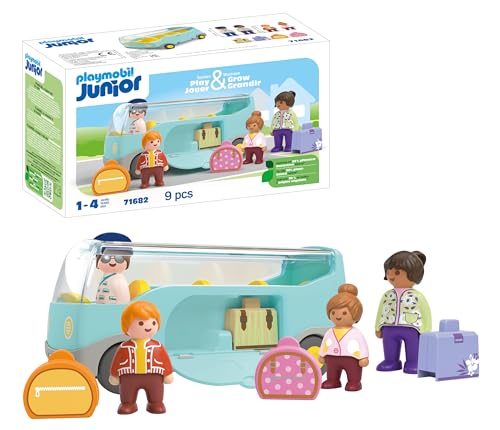 PLAYMOBIL JUNIOR | Reisebus | nachhaltiges Spielzeug für Kinder ab 1 Jahr |inkl. Gepäckstücke und Vier Figuren | 71682 von PLAYMOBIL