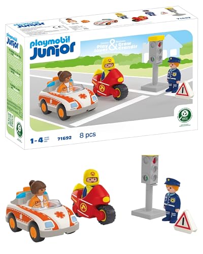 PLAYMOBIL JUNIOR | Helden des Alltags | nachhaltiges Spielzeug für Kinder ab 1 Jahr | inklusive Ärztin, Feuerwehrmann und Polizist | 71692 von PLAYMOBIL