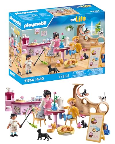 PLAYMOBIL | Katzencafé | Katzen Spielzeug Kind | Tierfiguren Set | Spielzeug für Kinder ab 4 Jahren | 71744 von PLAYMOBIL