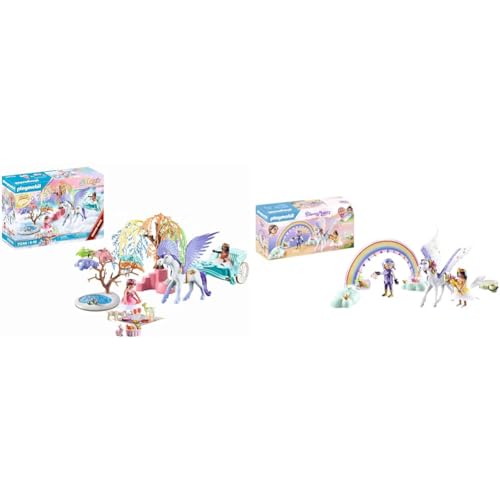 PLAYMOBIL Magic 71246 Picknick mit Pegasuskutsche & Princess Magic 71361 Himmlischer Pegasus mit Regenbogen von PLAYMOBIL