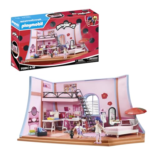 PLAYMOBIL Miraculous 71334 Miraculous: Marinettes Loft, bunter Spielspaß inklusive Marinette, Manon und Zubehör, Abenteuer mit Ladybug, detailreiches Spielzeug für Kinder ab 4 Jahren von PLAYMOBIL