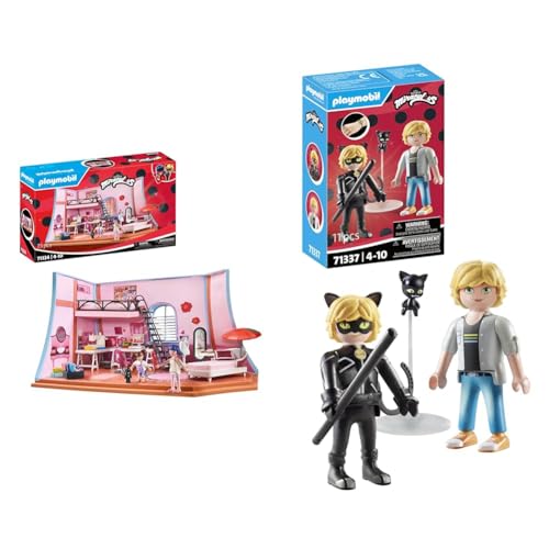 PLAYMOBIL Miraculous 71334 Miraculous: Marinettes Loft & Miraculous 71337 Miraculous: Adrien & Cat Noir, heldenhaftes Abenteuer von PLAYMOBIL