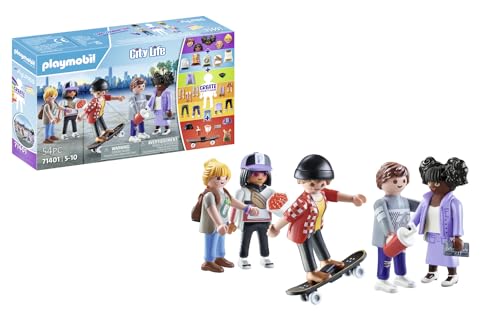 PLAYMOBIL My Figures 71401 Fashion, City Life, 5 Spielfiguren mit über 1000 Kombinationsmöglichkeiten, mit Accessoires wie Skateboard, Mütze und Handtasche, Spielzeug für Kinder ab 5 Jahren von PLAYMOBIL