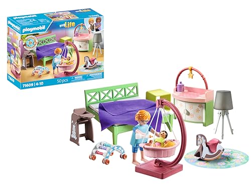 PLAYMOBIL MyLife 71609 Schlafzimmer mit Babyspielecke, und Zwei Figuren, zu über 80 % aus recycelten und biobasierten Materialien, detailreiches Spielzeug für Kinder ab 4 Jahren von PLAYMOBIL