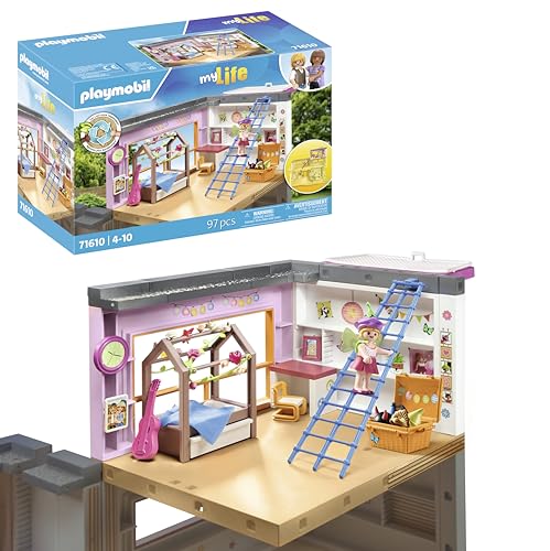 PLAYMOBIL MyLife 71610 Kinderzimmer, inklusive Einer Mädchenfigur und einem Stickerbogen, zu über 80 % aus recycelten und biobasierten Materialien, vielfältiges Spielzeug für Kinder ab 4 Jahren von PLAYMOBIL