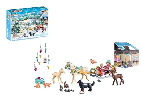 PLAYMOBIL | Nachhaltiger Pferde Adventskalender für Kinder | Weihnachtliche Schlittenfahrt | Horses of Waterfall Adventskalender | Adventszeit voller Überraschungen | Ab 4 Jahren | 71345 von PLAYMOBIL