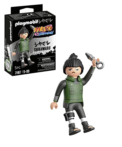 PLAYMOBIL Naruto 71107 Shikamaru in dunkelgrüner Weste mit schwarzer Hose und schwarzen Stiefeln und Kunai, kreativer Spielspaß für Animefans mit tollen Details und authentischen Extras, ab 5 Jahren von PLAYMOBIL