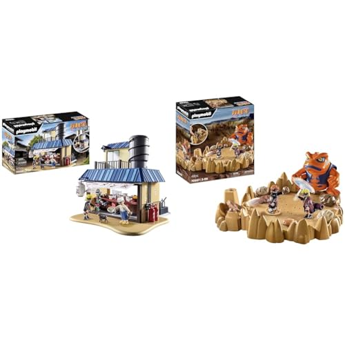 PLAYMOBIL Naruto Shippuden 70668 Ichiraku Ramen Shop, Köstliche Erlebnisse im Ramen Shop mit Naruto, Kakashi, Teuchi & Pakkun, Spielzeug für Kinder ab 5 Jahren & Naruto Shippuden 70667 Naruto vs. Pain von PLAYMOBIL