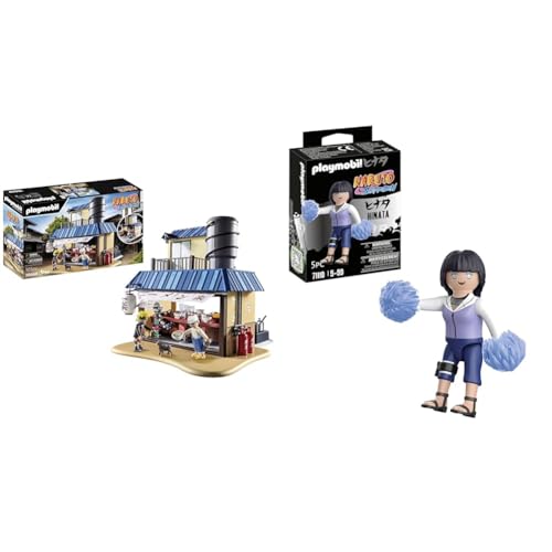 PLAYMOBIL Naruto Shippuden 70668 Ichiraku Ramen Shop & Naruto 71110 Hinata mit schwarzen Haaren in weiß-lila Jacke von PLAYMOBIL