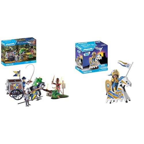 PLAYMOBIL Novelmore 71484 Überfall auf Transportwagen, gefährlicher Kampf um das Gold, Novelmore-Ritter vs. Burnham Raiders, Ritter-Spielzeug für Kinder ab 4 Jahren & 50 Jahre 71604 Jubiläums-Ritter von PLAYMOBIL