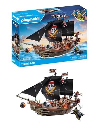 PLAYMOBIL Pirates 71530 Großes Piratenschiff, aufregende Seeschlachten und geheime Schatzsuchen auf hoher See, inklusive Kanonen, Geschossen und Anker, detailreiches Spielzeug für Kinder ab 4 Jahren von PLAYMOBIL